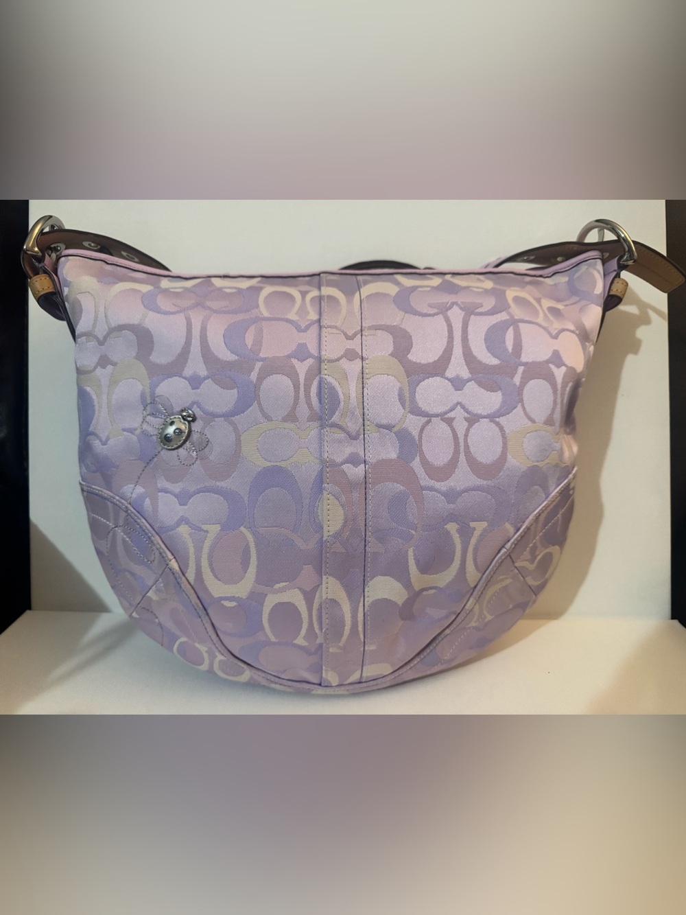 RARE Vintage Coach Y2K Optic Purple Signature C Ladybug Large Hobo Bag 5065